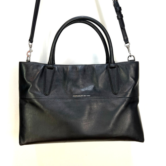 Coach Soft Borough Bag In Nappa Leather 32291 Handbag Black Medium Purse - Picture 1 of 13